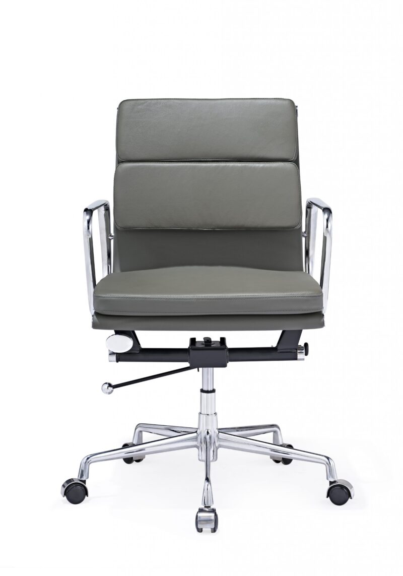 Eames office chair EA 217 Dark Grey Leather – Replica – Soft pad Low back - Image 2