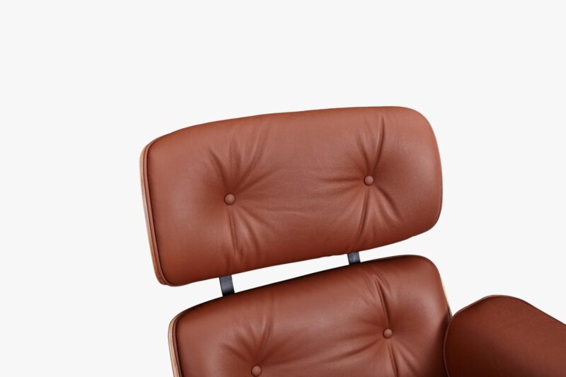 Classic Charles Eames Lounge Chair And Ottoman Replica Tan Brown Leather – Rose Wood Normal Base - Image 6