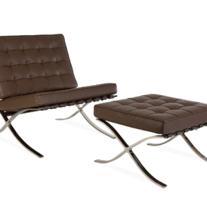 Premium Barcelona Chair and Ottoman Chocolate Brown Set – Mies Van Der Rohe Replica