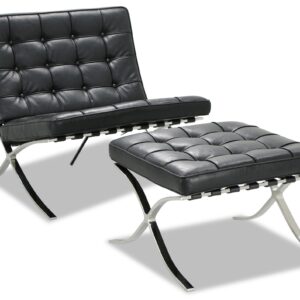 Premium Barcelona Chair and Ottoman Black – Mies Van Der Rohe Replica