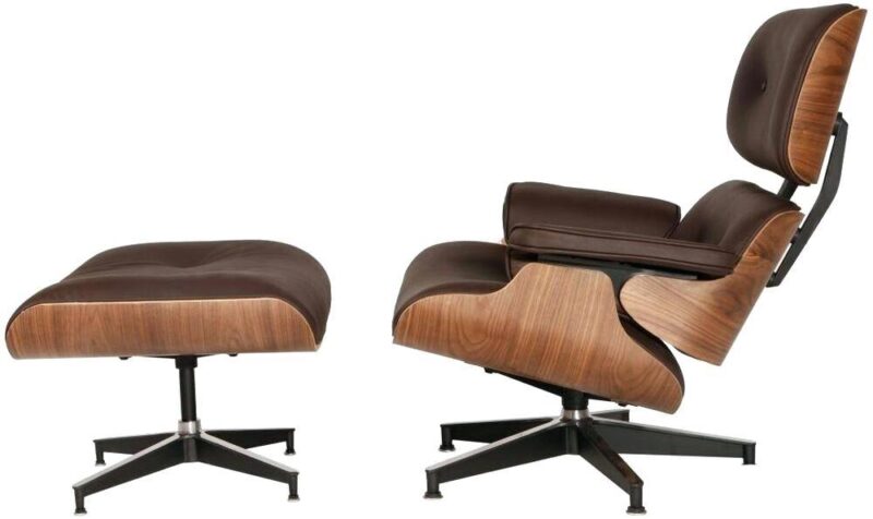 Classic Charles Eames Lounge Chair And Ottoman Replica Chocolate Leather – Walnut - Image 2