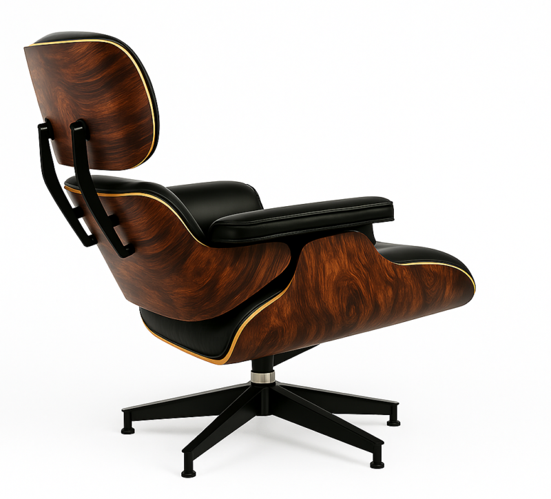 Eames Replica Lounge Chair and Ottoman – A+ Premium Taller Edition in BurlSwirl Black - Image 2