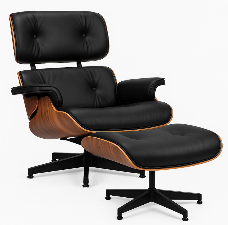 Eames Replica Lounge Chair and Ottoman - A+ Premium Taller - GrothRing - Black - Image 4