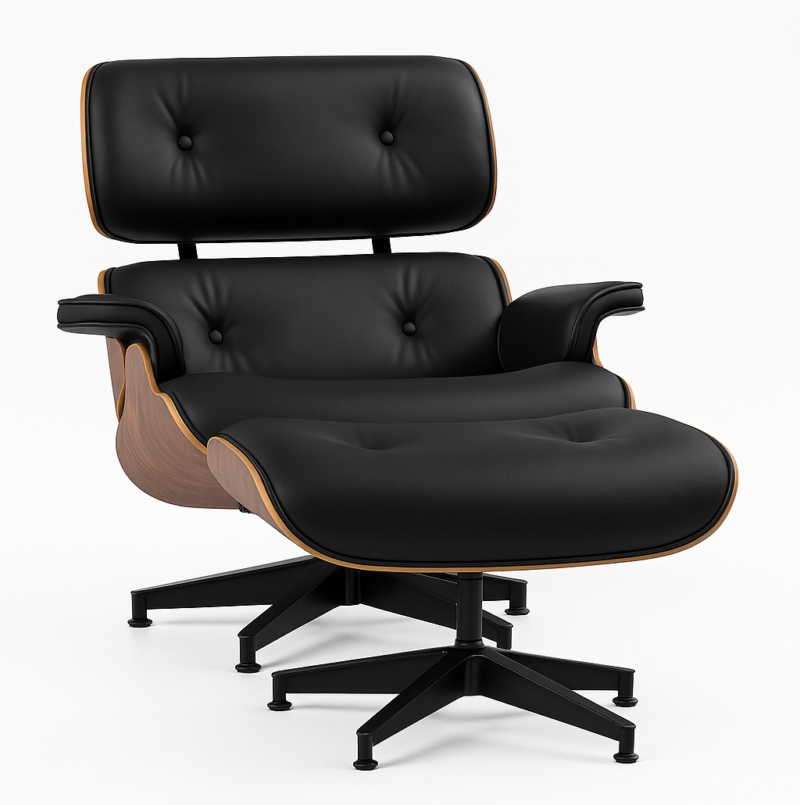 Eames Replica Lounge Chair and Ottoman - A+ Premium Taller - GrothRing - Black - Image 2